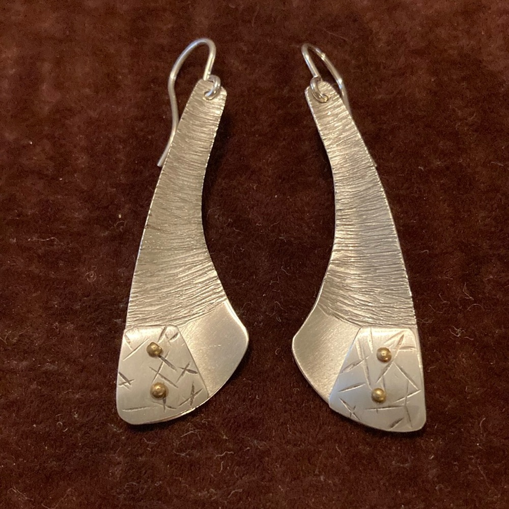 Deb Karash Sterling Curve Earrings, NEW